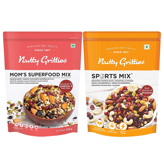 Nutty Gritties Combo Pack of Mom's Superfood Mix & Sports Mix (200gm Each)