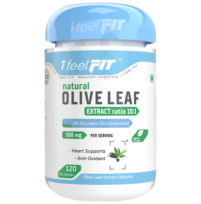 iFeelFIT Natural Olive Leaf Extract Ratio 10:1 10% Oleuropein (10:1 Concentrate) 500mg Veg. Capsule