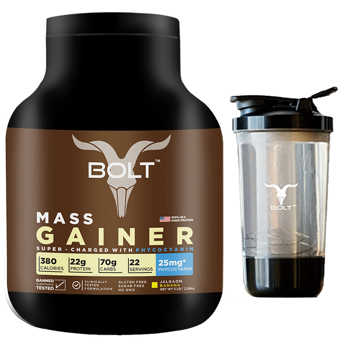 Bolt Mass Gainer with Shaker Free Banana