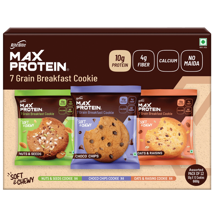 RiteBite Max Protein Cookie (55gm Each) Assorted