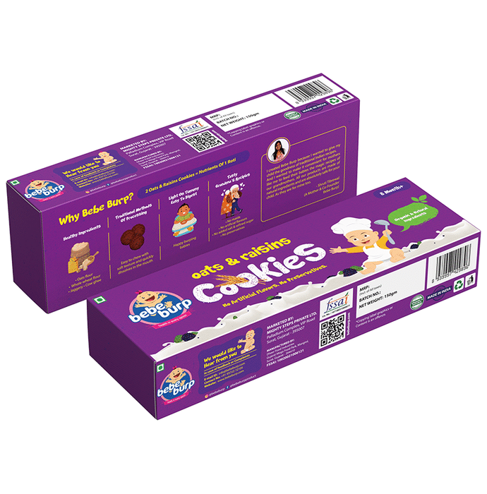 Bebe Burp 8M+ Cookie (150gm Each) Oats & Raisins