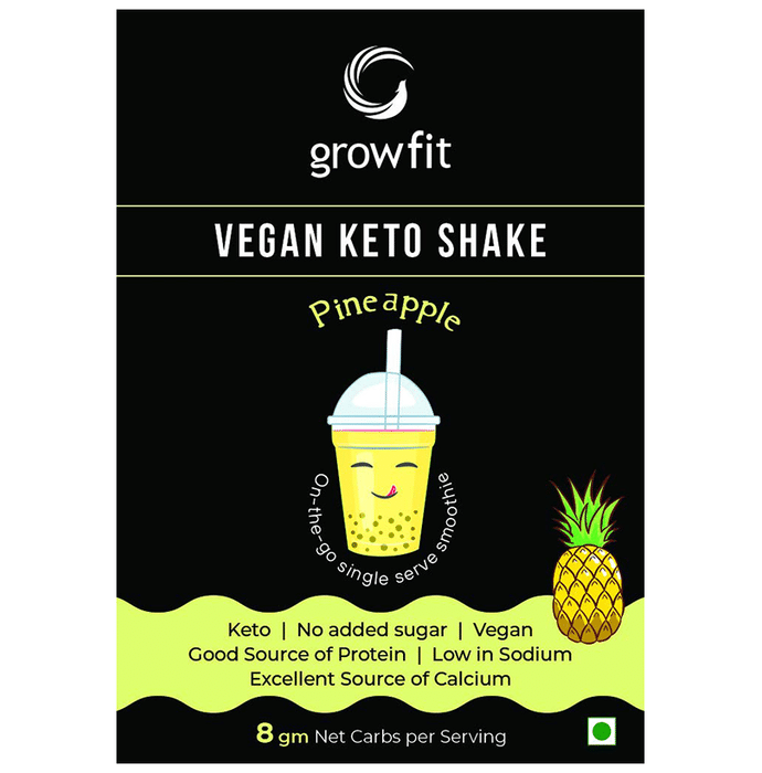 Growfit Vegan Keto Shake Sachet (60gm Each) Pineapple