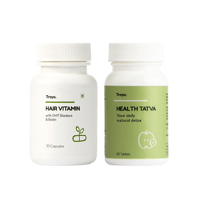 Traya Energy Boost Combo Pack of Hair Vitamin 30 Capsule & Health Tatva 60 Tablet