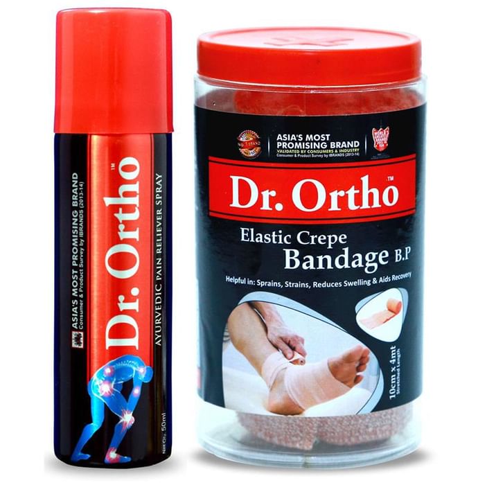 Dr Ortho Combo Pack of Crepe Bandage(10X4) & Pain Relief Spray 50ml