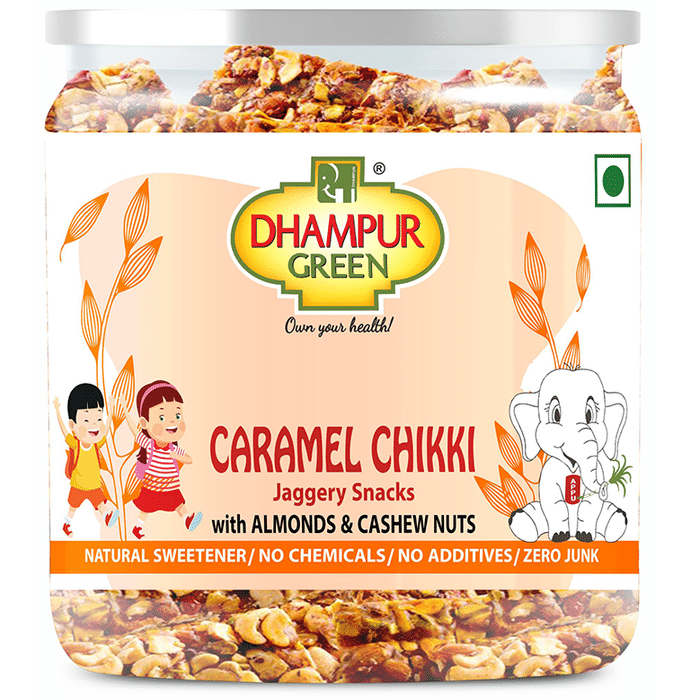 Dhampur Green Caramel Brittles Almond & Cashew Nuts Badam & Kaju Chikki