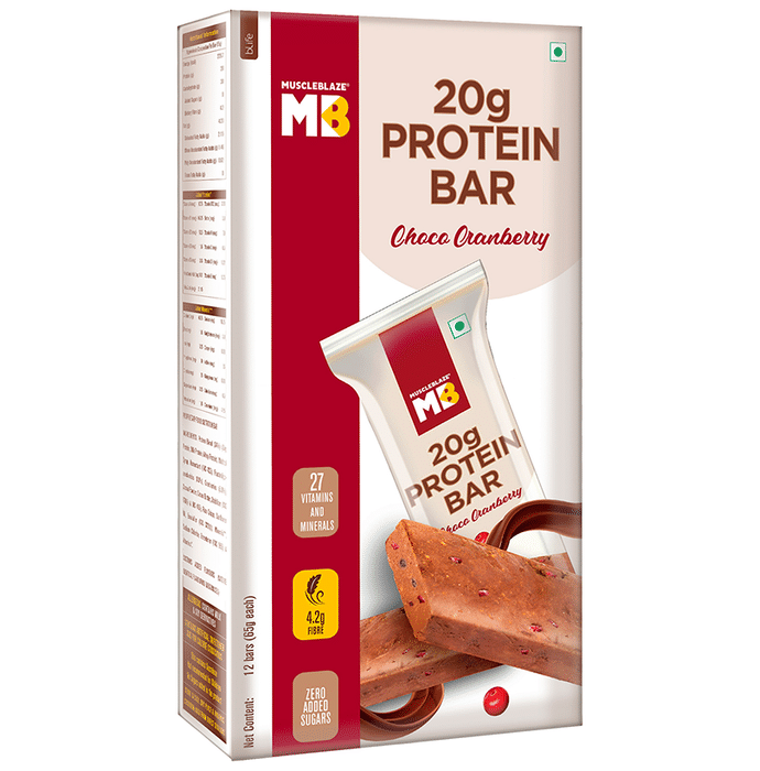 MuscleBlaze Choco Cranberry 20gm Protein Bar