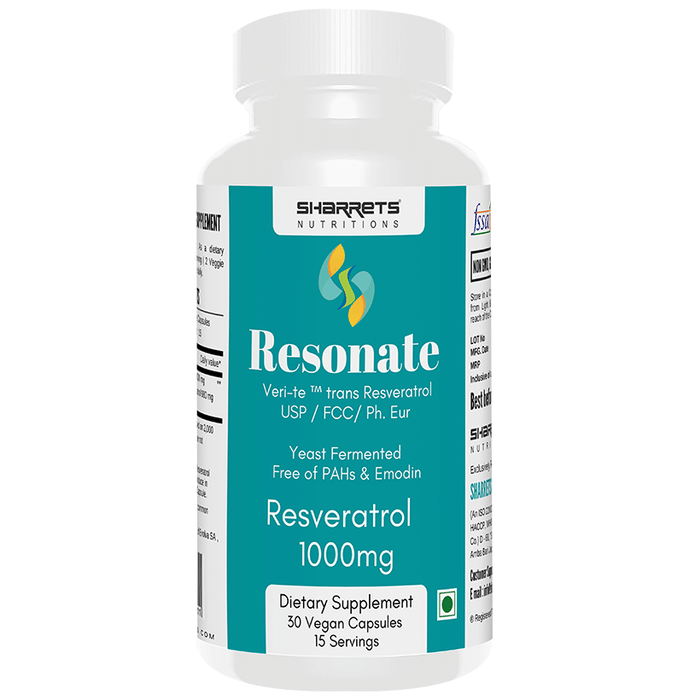 Sharrets Nutritions Resonate Resveratrol 1000mg Vegan Capsule
