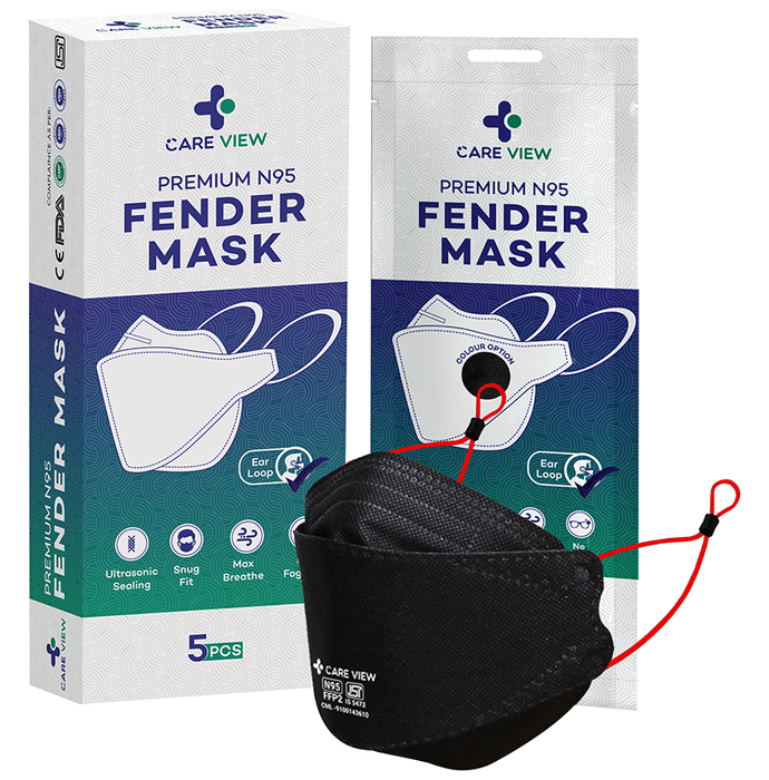 Care View Anti Pollution Premium N95 Fender Mask Ear Loop Style Black