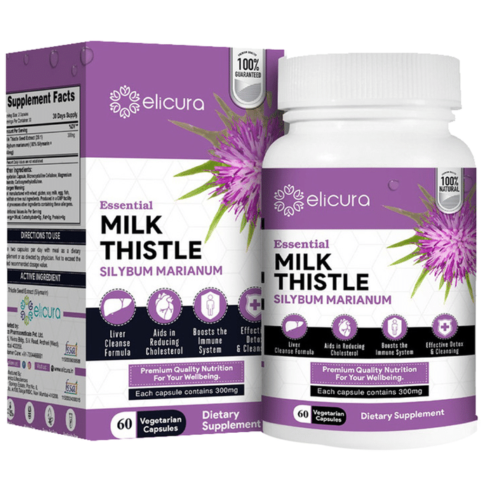 Elicura Essential Milk Thistle Silybum Marianum Vegetarian Capsule