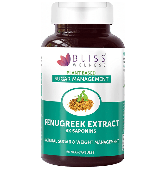 Bliss Welness Sugar Management Fenugreek Extract 3X Saponins Veg Capsule