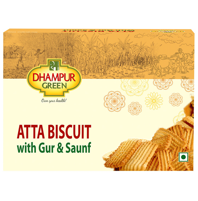 Dhampur Green Atta Biscuit with Gur & Saunf