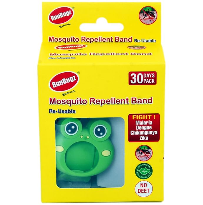 Runbugz Froggy Mosquito Repellent Band with 2 Refillable Tabs Green