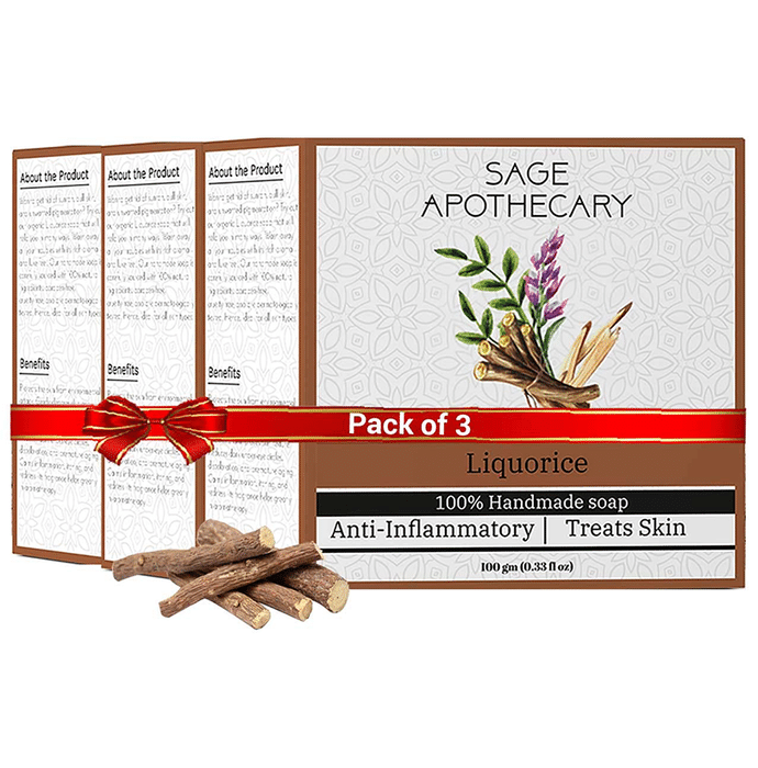 Sage Apothecary Combo Pack of 100% Hand Made Soap (100gm Each) Liquorice