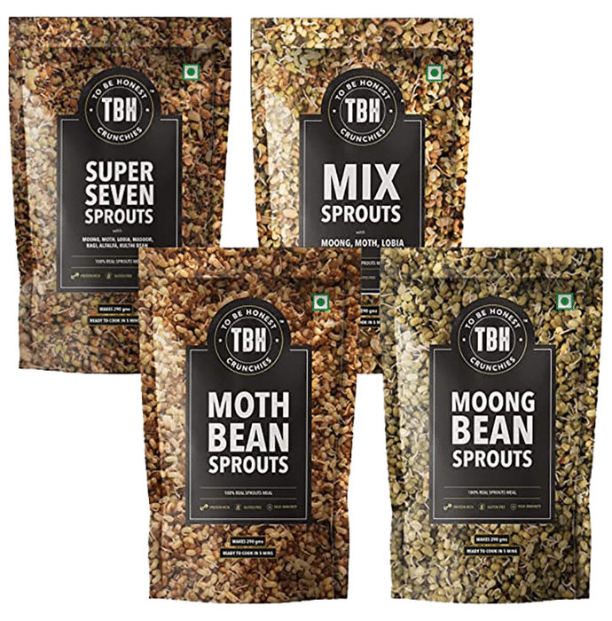 TBH Combo Pack of Super Seven Sprouts, Mix Sprouts, Moth Bean Sprouts, Moong Bean Sprout (290gm Each)