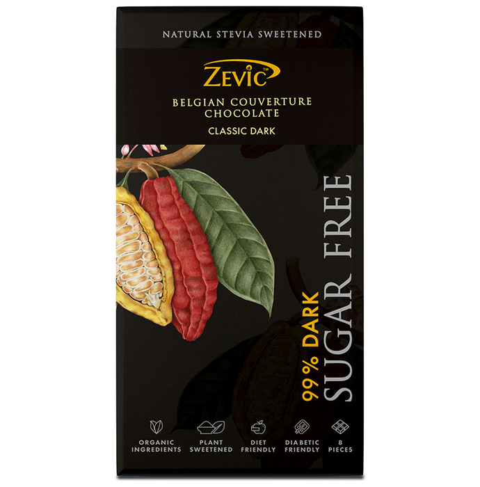Zevic 99% Dark Sugar Free Belgian Couverture Chocolate Classic Dark