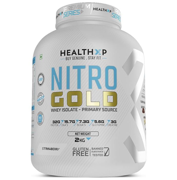 HealthXP Nitro Gold Whey Isolate Powder Strawberry