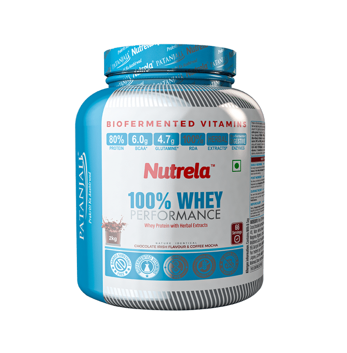 Patanjali Nutrela 100% Whey Performance Whey Protein with Herbal Extracts Chocolate Irish Flavour & Coffee Mocha