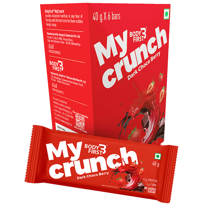 Body First My Crunch Protein Bar (40gm Each) Dark Choco Berry