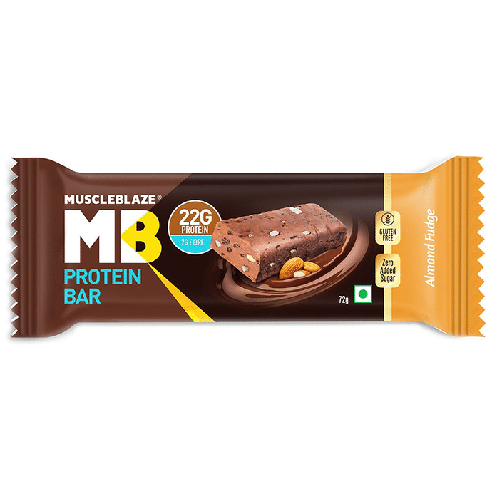 MuscleBlaze Protein Bar with 22gm Protein (72gm Each) Almond Fudge