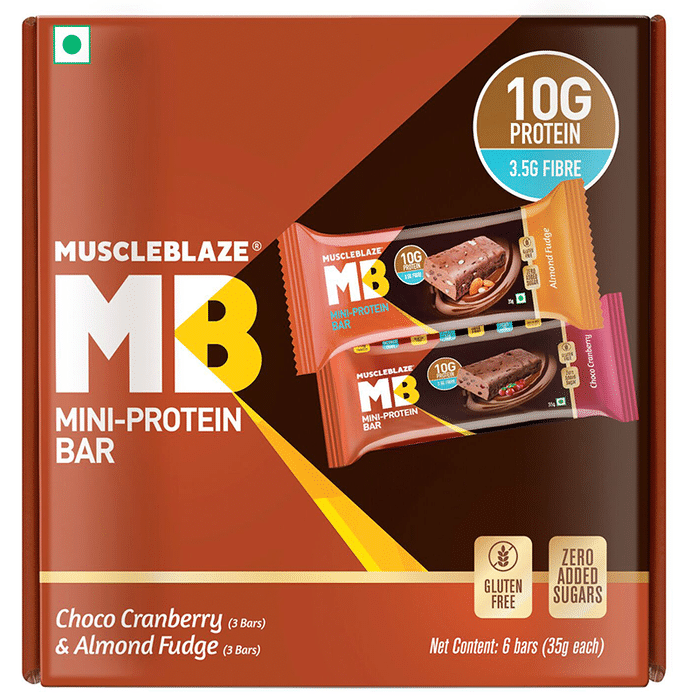 MuscleBlaze Mini-Protein Bar (35gm Each) Choco Cranberry & Almond Fudge