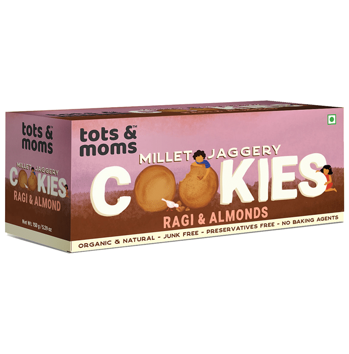 Tots and Moms Millet Jaggery Cookies (150gm Each) Ragi & Almonds