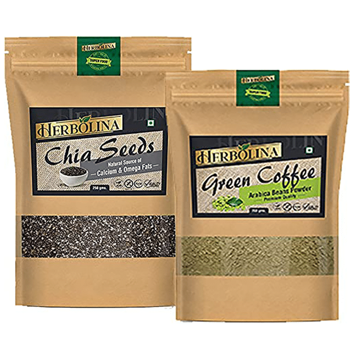 Herbolina Combo Pack of Chia Seeds & Green Coffee Powder (250gm Each)