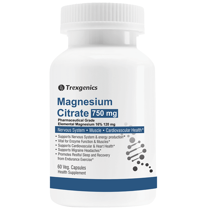 Trexgenics Magnesium Citrate 750mg Veg. Capsules