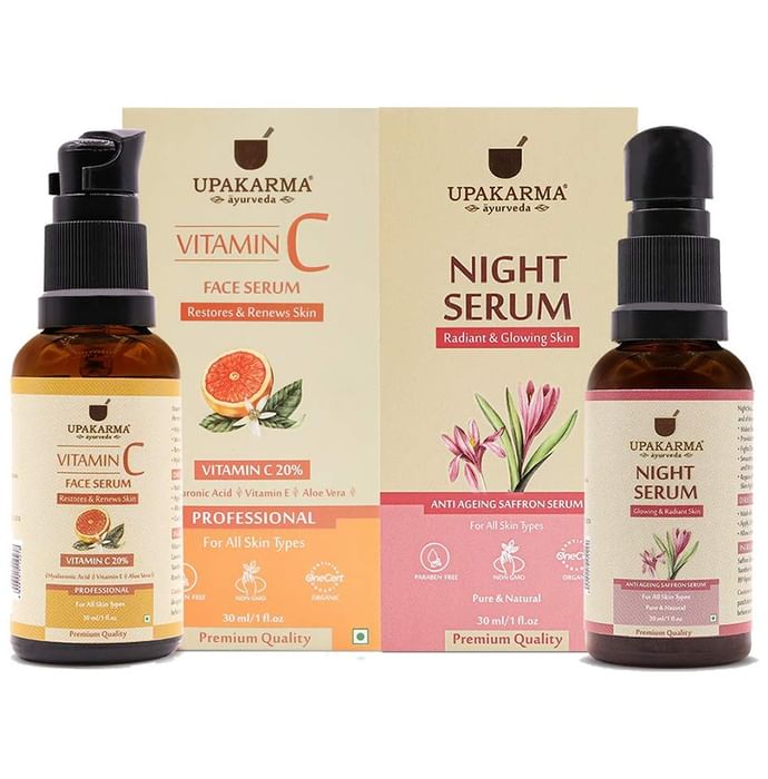Upakarma Ayurveda Combo Pack of Vitamin C Face Serum & Night Serum (30ml Each)