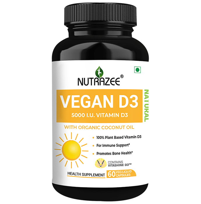 Nutrazee Natural Vegan Vitamin D3 5000IU Veg Liquid Capsule