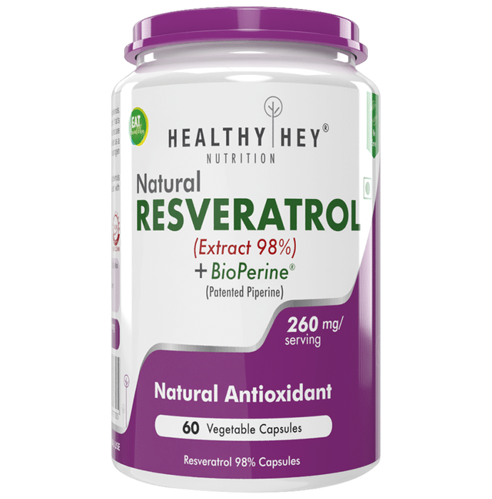HealthyHey Nutrition Natural Resveratrol 250mg Vegetable Capsule