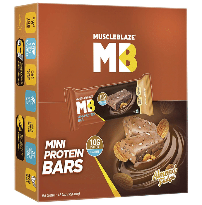 MuscleBlaze Mini-Protein Bar (35gm Each) Almond Fudge