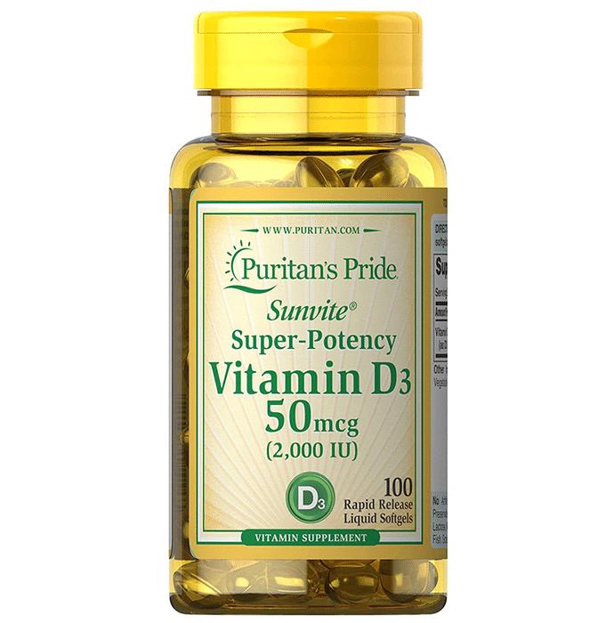 Puritan's Pride Sunvite Super-Potency Vitamin D3 50mcg (2000IU) Rapid Release Liquid Softgel