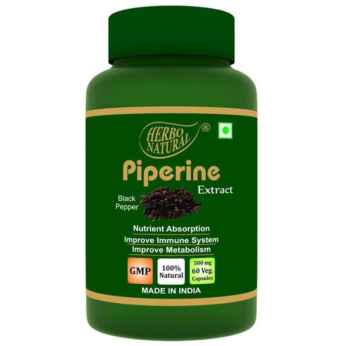 Herbo Natural Piperine (Black Pepper) Extract 500mg Veg Capsule