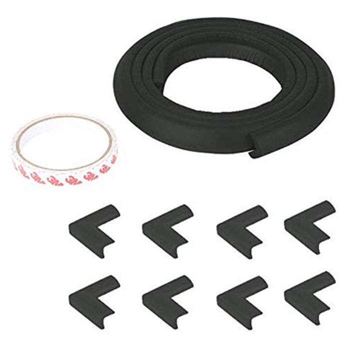 Safe-O-Kid Unique High Density L-Shaped 2mtr Long 2 Large Edge Guard with 8 Corner Cushions Black