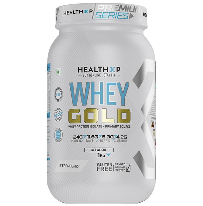 HealthXP Whey Gold Whey Protein Isolate Powder Strawberry