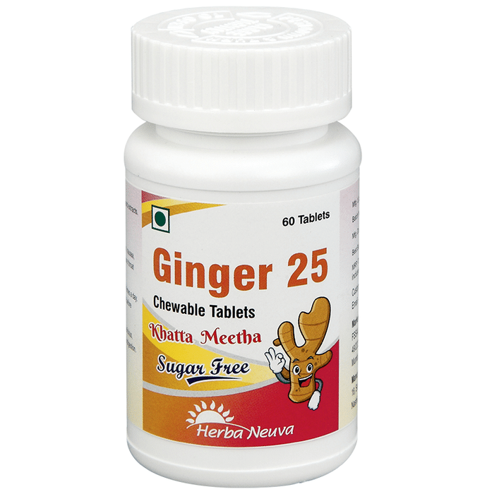 Herba Neuva Ginger 25 Chewable Tablet Khatta Meetha Sugar Free