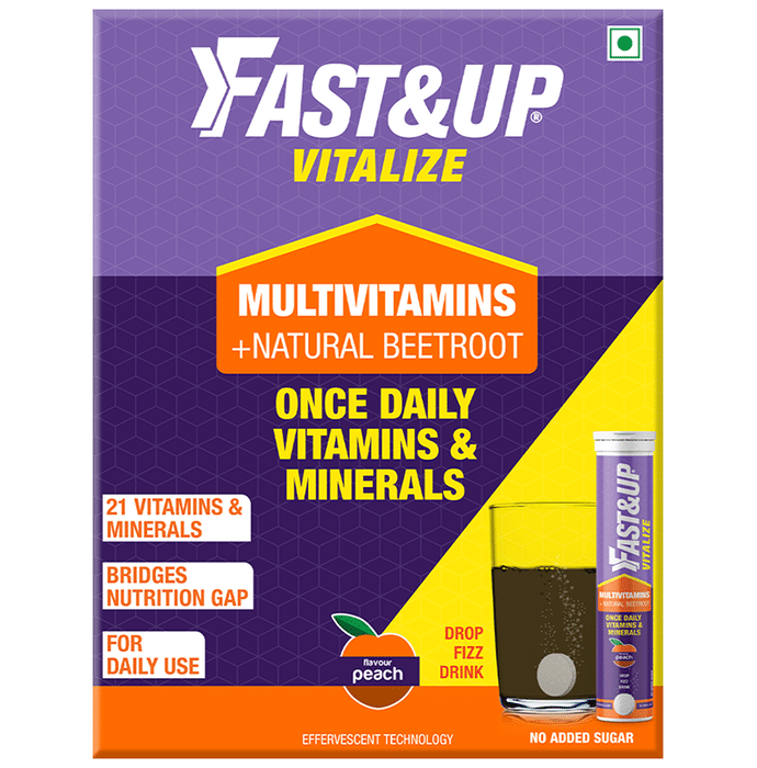 Fast&Up Vitalize Multivitamins +Natural Beetroot Effervescent Tablet Peach