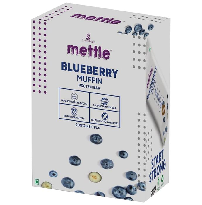 Swasthum Mettle Protein Bar (60gm Each) Blueberry Muffin