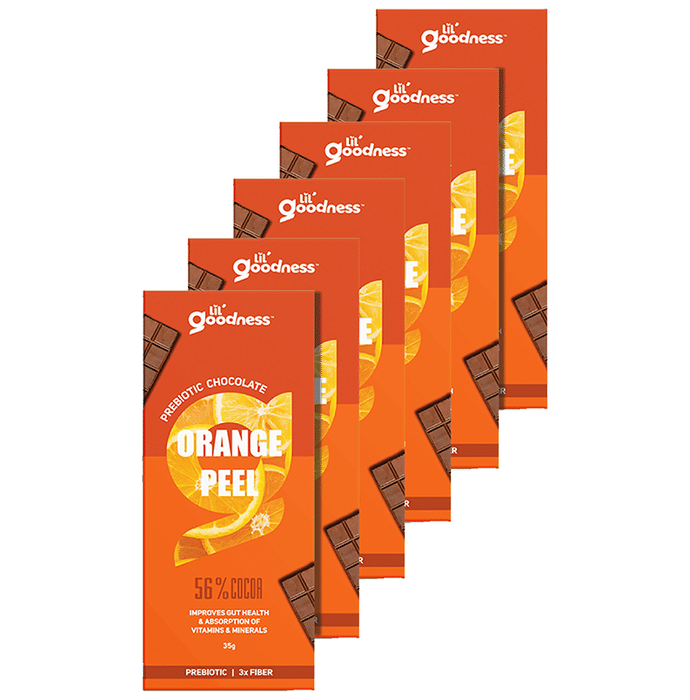 Lil Goodness Prebiotic Chocolate (35gm Each) Orange Peel 56% Cocoa
