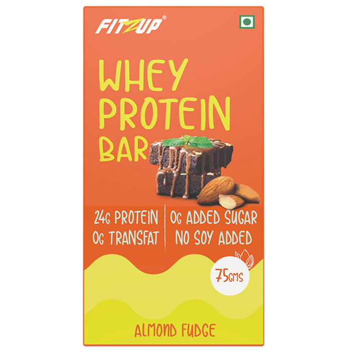 Fitzup Whey Protein Bar (75gm Each) Almond Fudge