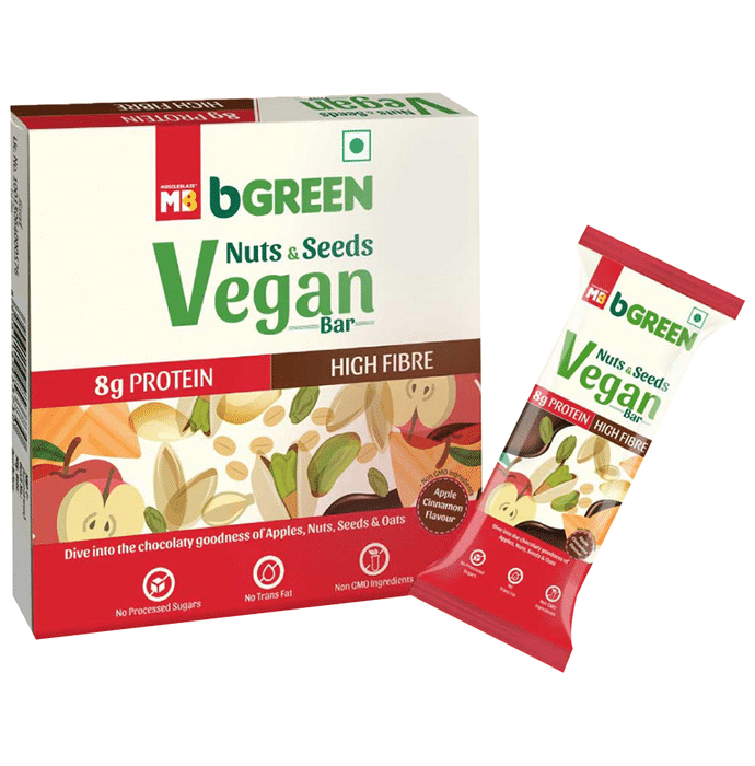MuscleBlaze bGreen Nuts & Seeds Vegan Bar (60gm Each) Apple Cinnamon