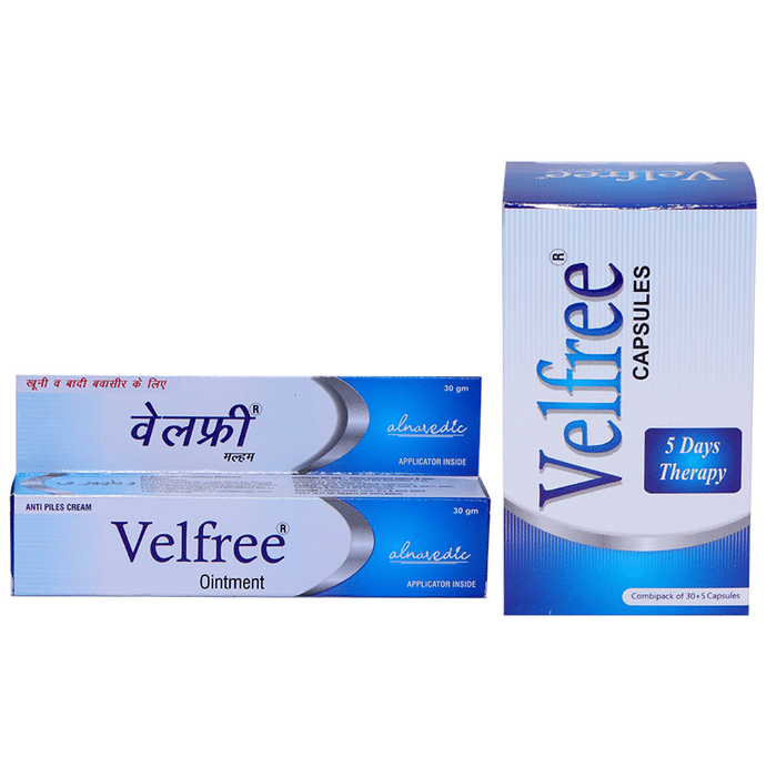 Alnavedic Pack Combo Pack of Velfree Ointment 30gm and Velfree 35 Capsules