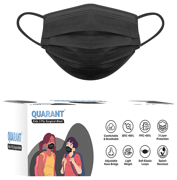 Quarant Kids 3 Ply Surgical Mask (50 Each) Black