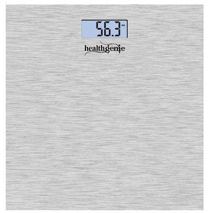 Healthgenie 3377 Electronic Digital Weighing Machine Silver Brushed Metallic