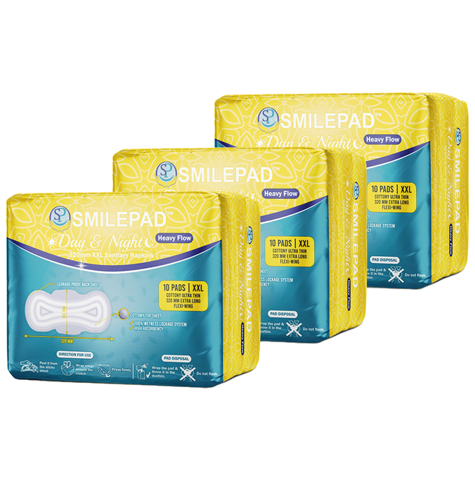 Smilepad Sanitary Napkins (10 Each) Day and Night Heavy FLow XXL