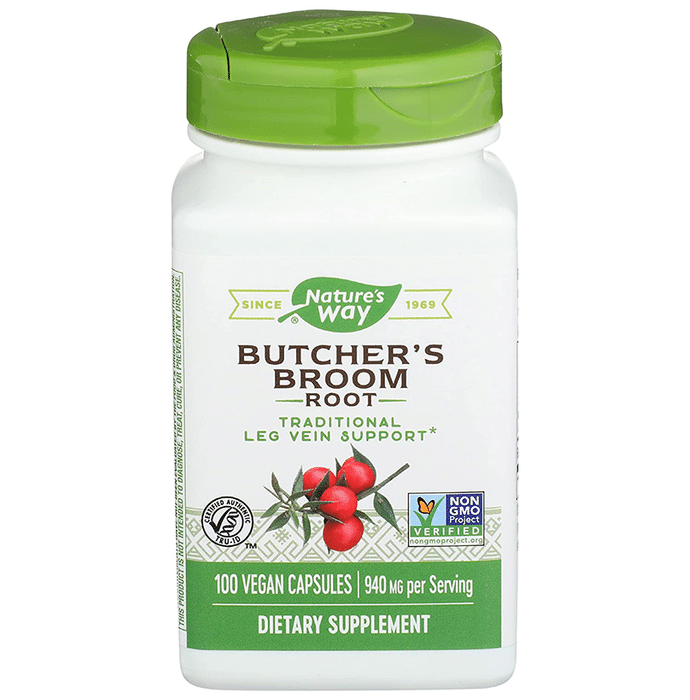 Nature's Way Butcher's Broom Root 940mg Vegan Capsule