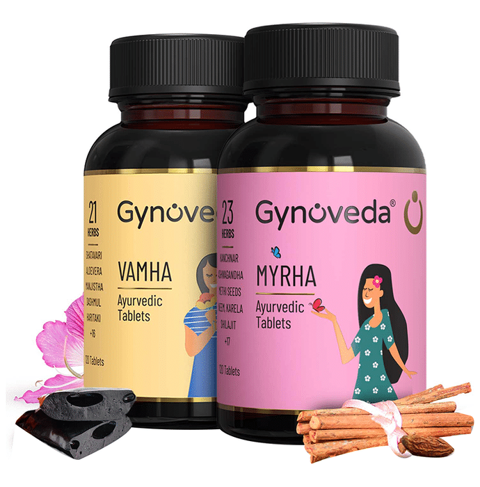 Gynoveda PCOS Myrha Ayurvedic Tablet & Vamha Ayurvedic Tablet (120 Each)