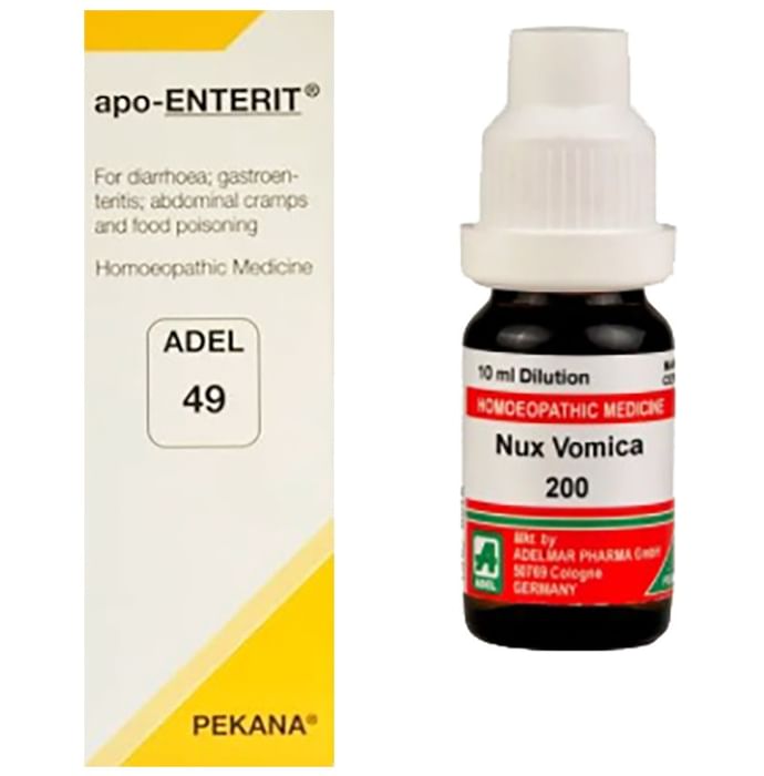 ADEL Stomach Care Combo Pack of ADEL 49 Apo-Enterit Drop 20ml & Nux Vomica Dilution 200 CH 10ml