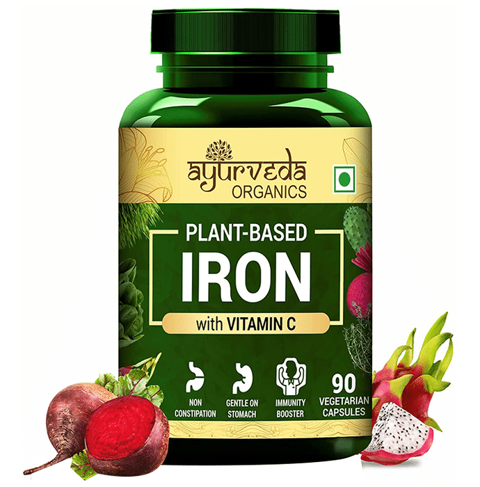 Ayurveda Organics Plant-Based Iron with Vitamin C Vegetarian Capsule