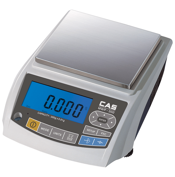 CAS MWP3000 High Precision Digital Weighing Scale with Auto Blue Backlight (3000g x 50mg)